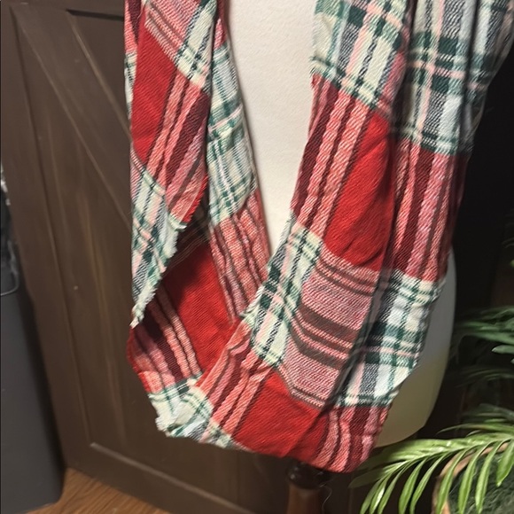Plaid Infinity Scarf in Red and Green - Picture 4 of 5